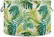 Yoogain Watercolor Monstera Deliciosa Leaves Green storage basket foldable and waterproof clothes hamper with sturdy handle tub art blankets for cubby blanket toys