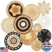 Tatuo 11 Pcs Boho Wall Basket Decor Decorative Bulrush Woven Basket Wall Deco