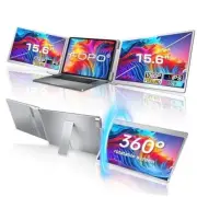 15.6 Triple Laptop Screen Extender, Left Screen 360° Rotation Laptop Monitor