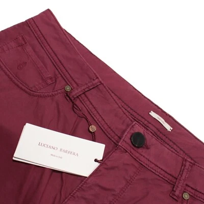 Luciano Barbera NWT 5 Pocket Jean Cut Casual Pants Size 52 36 US In Red Cotton