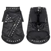 Cool Dog Leather Jacket Coat Warm Winter Cat Puppy Outfit French Bulldog Clothes Black