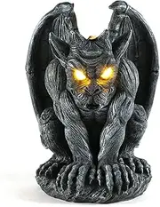 MIBUNG Large Winged Gargoyle Statue with Solar Lights Outdoor Decor, Sitting Gargoyle Monster Dragon Garden Guardian Gothic Creep Scary Sculpture, Patio Yard Lawn Decorations, Valentine's Day Gift