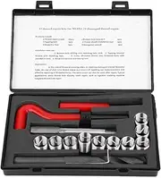 15 Pcs M4 x 1.25mm Thread Repair Insert Kit, Stainless Steel Thread Repair Kit, Helicoil Repair Kit, with Breaker, Compatible Hand Tool Set for Auto Repairing
