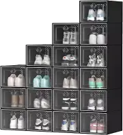 X-Large 18 Pack Stackable Shoe Boxes for US Size 15 Storage Solutions