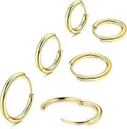 [Morfetto] F136 Titanium Hoop Earrings, 14 Carat Gold-Plated Small Hoop Earrings, Mini Huggie Earrings for Women, Hypoallergenic Titanium Earrings
