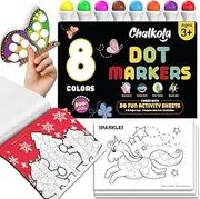 Chalkola 8 Washable Dot Markers for Toddlers 1-3 | with 20 Page Coloring Activity Book Kit, Bingo Daubers | Preschool Paint Dot Art Set - Toddler Arts and Crafts Supplies for Kids Ages 2-4 Years Old