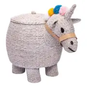 Pemberly Row Unicorn Water Hyacinth Laundry Hamper Light Gray