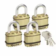 MasterLock M1BQAU - Padlock 45mm Excell Laminated 4 Pack Brass Cover