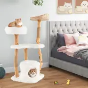 Costway124 CM Tall Wooden Cat Tree with Jute Scratching Posts For Pet