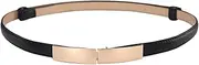 [Generic] Vegan Dress Belt Women Leather Belt Ladies Slim Belt Metal Buckle Thin Elastic Fashion Dress Belt Belt That Turns into A