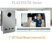 Platinum 7″ HD White Intercom Kit with Stainless Steel Flush Mount Camera