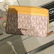 Michael Kors Women JET SET Monogram Medium Zip Around Card Case Holder/Wallet MK
