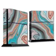 PS$ Playstation console skins decals wrap - Teal Blue Brown Geode Stone Marble