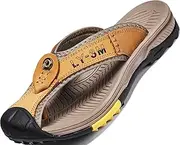 [GILKUO] Spring Summer Men's Sandals Leather Toe Separator