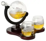 Elegant Whiskey Etched Globe Decanter Set Christmas Father Husband Friend Gift