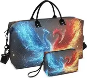 [ZRYSMY] Phoenix Blue Fire Duffel Bag for Traveling, Travel Bag Gym Bag, with Multiple Interior Pockets Shoulder Weekender Bag for Women Men with Toiletry Bag 20.5L x 1.9W x 13.8H, Multi-Colored, one
