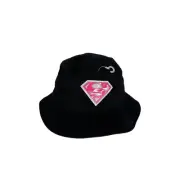 1999 Dc Comics Bucket Hat Youth Black Pink Glitter Superman Hat VTG HERO RARE