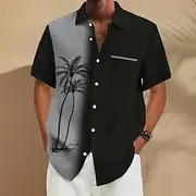 Men's Coconut Tree Tropical Plants Shirt Summer Hawaiian Shirt Button Up Shirt Short Sleeve Hawaiian Vacation Holiday Beach Wear Summer Spring Turndown 3D Prin
