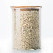 Little Storage Co 3-Litre Airtight Glass Spice Jars with Bamboo Lid, Round Herb and Glass Jars for Kitchen Storage & Organisation, Stackable Pantry Storage Kitchen Organiser - Single Pack