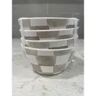 Set 4 CHECKERED BROWN WHITE Melamine 4.5x2.5” Bowls Appetizer Tidbit Salsa Dip
