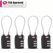 4 x TSA Approved 3 Digit Combination Suitcase Luggage Flexible Steel Cable Lock