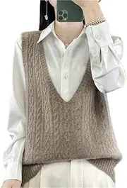 [Generic] Soft Wool V-Neck Sleeveless Knit Vest for Women - Pullover Style, Warm & Lightweight,