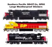 Southern Pacific SD45T-2s, GP60 3 Large 2.5"x8-10" Stickers Andy Fletcher