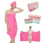 Women Soft Spa Bath Body Wrap Set Towel Bathrobe With Fast Dry Hair Drying