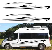 Sztxj 2 Pieces Sports Motorhome Stripes Decorative Camper Vans Caravan Decals Sticker Graphic Car Body Side Accessories