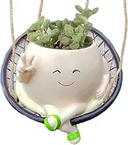 Face Pots for Plants, Cute Hanging Flower Pot with Smiling Face, Cute Flower Pot with Smile Face and Swing for Garden, Bedroom, School, House