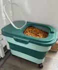 Rice Storage Containers Collapsible 20 to 30Lbs Food Bin Dispenser,Rolling Wheel