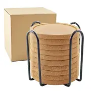 Cork Coasters for Drinks, 10 Pcs Coaster Set with Holder, 4 inches Cup