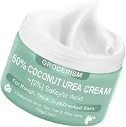 Urea Cream 50 Percent for Feet with Coconut 5.29 oz || Foot & Hand Cream Maximum Strength with 2% Salicylic Acid, Tea Tree and Aloe Vera for Deep Moisturizing and Callus Removing