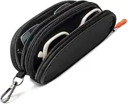 [Tangoner] Double Eyeglasses Case Soft Portable Zipper Sunglasses Pouch with Keychain Clip For Men Women