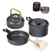 Aluminum Outdoor Camping Cookware Set Folding Cookset Camping Teapot and Pans...