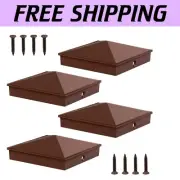 Matte Brown Powder Coated Aluminum Pyramid Caps for 6x6 Wood Posts - 4 Pack