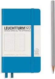 LEUCHTTURM1917 346691 Notebook Pocket (A6), 185 Numbered Pages, Dotted, Azure