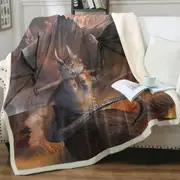 Funny Fantasy Art Evil Dragon Kitty Cat Throw Blanket