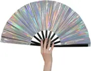 Large Shining Rave Folding Hand Fan Clack Handheld Fan for Party Night Club