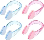 4pcs Swimming Nose Clips Waterproof Nose Plugs for Adults Non-Slip Silicone Clip Set Comfortable Pool Beach
