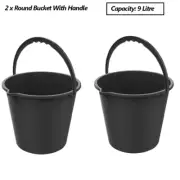 2 x 9L Plastic Bucket With Handle Home Clean Camping Wash Water Storage Bucket