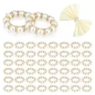 50 Pcs Napkin Rings Imitation Beaded Napkin Rings Elastic Rhinestone8727