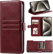 Compatible with Oppo Find X5 Pro 5G Cover,(PU Leather+TPU Soft Shell) Card Holder Kickstand Magnetic Closure Wallet Phone Case Red