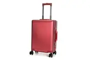 Swiss Aluminium Luggage Suitcase Lightweight with TSA locker 8 wheels 360 degree rolling Carry On HardCase SN7613A Red