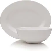 Mikasa Delray 14-Inch Oval Platter and 9-Inch Vegetable Bowl Set