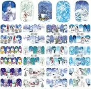 Winter Series Nail Art Stickers 12pcs Christmas Nail Decals Snowflakes Snowman Star Deer Xmas Tree Star Designs for Women Fingernails and Toenails Decorations Manicure Tips Wraps Charms Accessories
