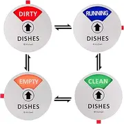 Kichwit Dishwasher Magnet Clean Dirty Sign Indicator with Running and Empty Options, Works on All Dishwashers, Non-Scratch Strong Magnetic Backing, Residue Free Adhesive Included, 4 Inch, Silver