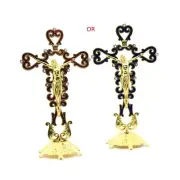 Home Shelf Tabletop Ornament Metal Cross Ornament for House Blessing Christening