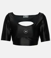[Adidas by Stella McCartney] Adidas by Stella McCartney Logo technical crop top AU 6 black