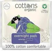 Cottons Overnight Sanitary Pads with Wings 10 Pack